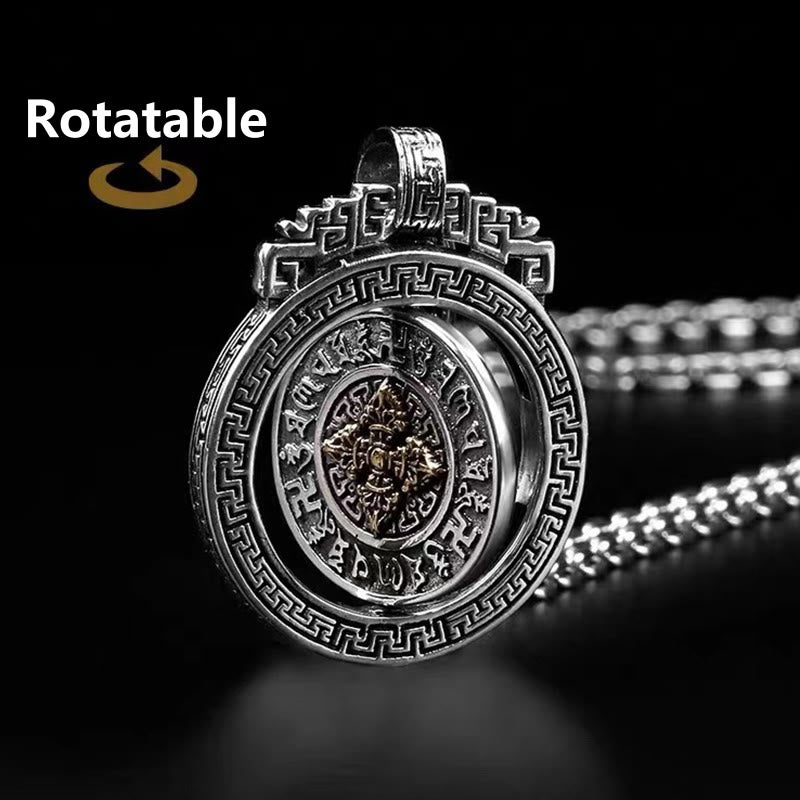 Colgante de collar de paz de pureza giratoria con Buddha Stones tibetanas Om Mani Padme Hum doble Dorje Vajra - image 9