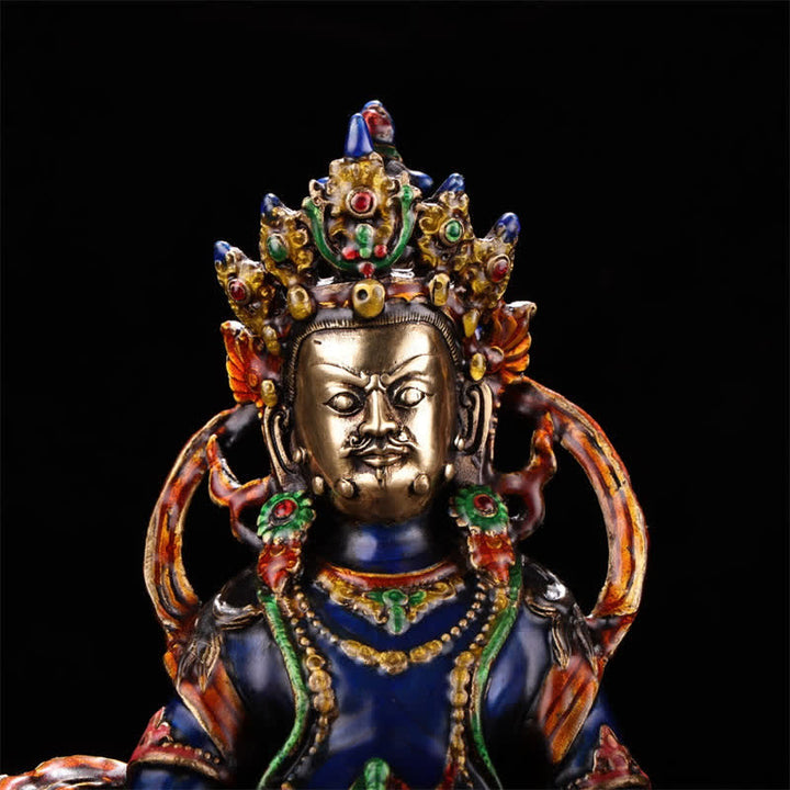 Estatuilla amarilla de Jambhala Bodhisattva, estatua de cobre de serenidad, decoración del hogar