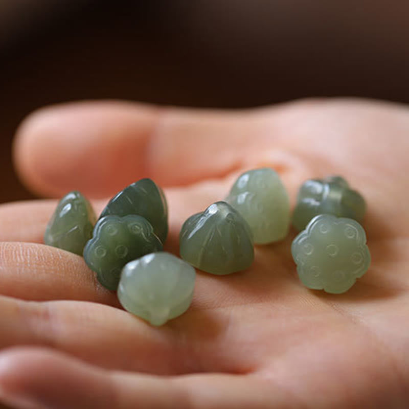 Colgante de collar de cadena de abundancia de loto con hebilla de paz de Jade redondo Natural - image 9