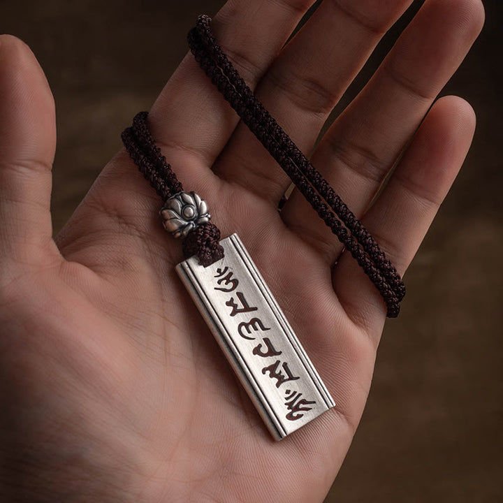 Colgante de plata de ley 999 con Buddha Stones Om Mani Padme Hum grabado Lotus Wisdom - Om Mani Padme Hum (Amor ♥ Enfoque) - image 0