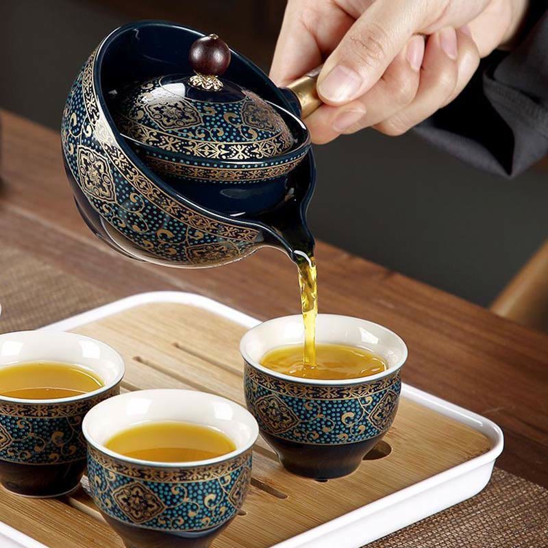 Juego de té chino Gongfu con Buddha Stones , tetera de cerámica, bolsa de regalo portátil