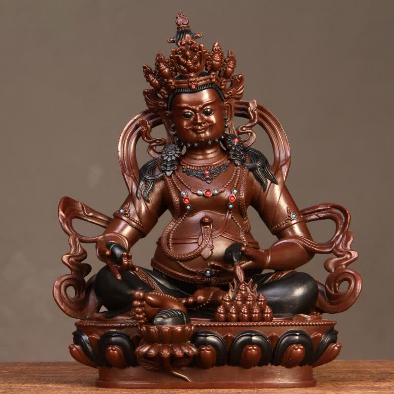 Estatuilla amarilla de Jambhala Bodhisattva, estatua de cobre de compasión, decoración para el hogar y la Oficina