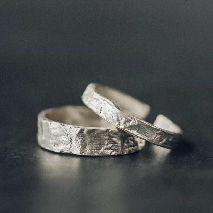 Anillo de pareja de bendición de diseño simple de plata de ley 925