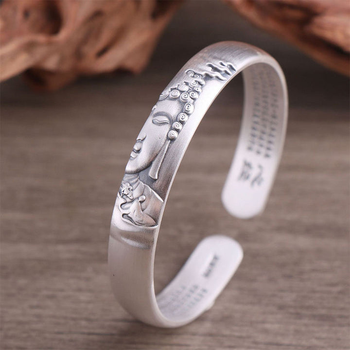 Pulsera de plata de ley 999 con Buddha Stones , cabeza de Buda, corazón, Sutra Serenity