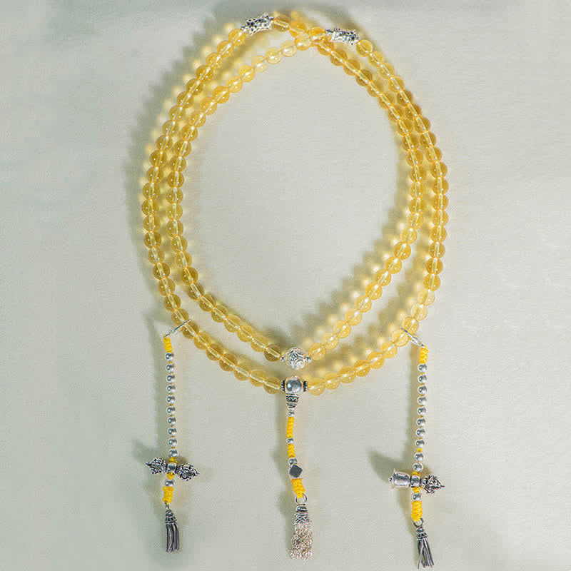 108 cuentas Mala de plata de ley 925, citrino Natural, ágata roja, Jade blanco, pulsera con dijes de prosperidad