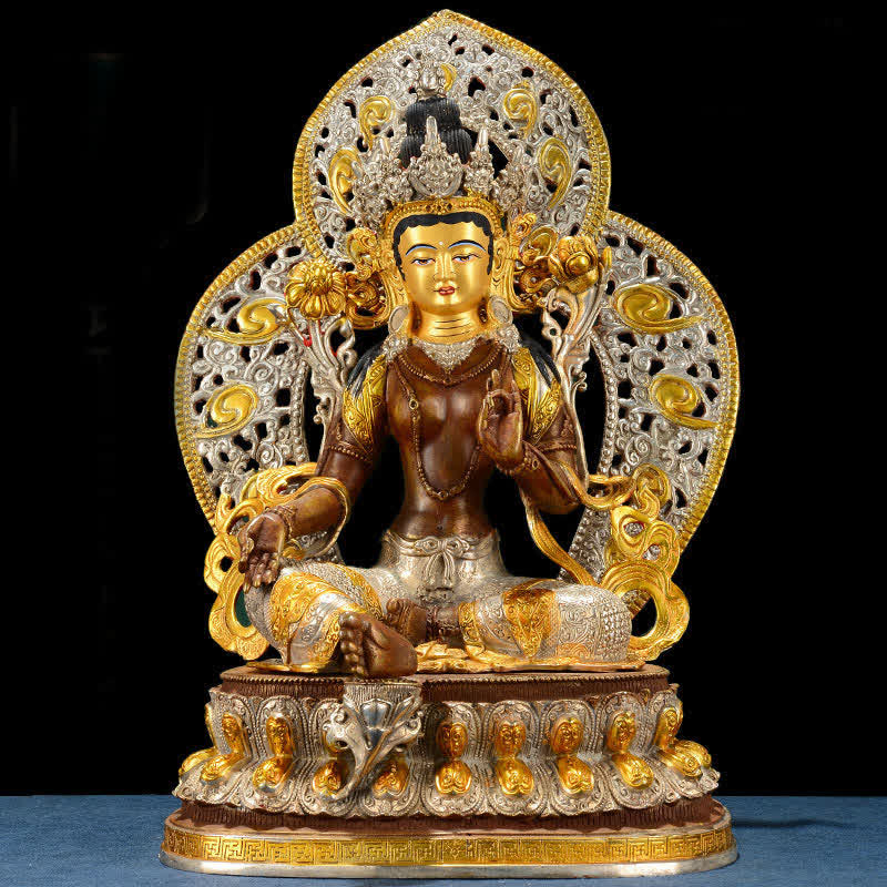 Decoración de estatua de cobre Bodhisattva Green Tara Hope