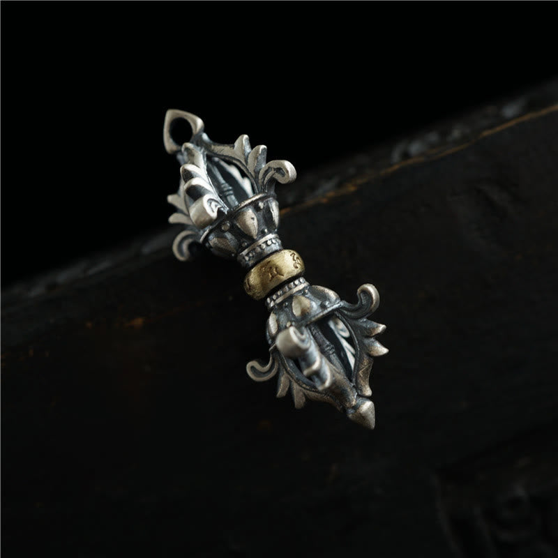 Buddha Stones de Plata de Ley 925 Om Mani Padme Hum Dorje Vajra colgante de fuerza grabado decoración colgante