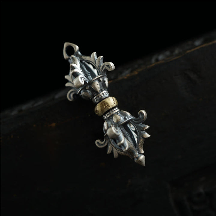 Buddha Stones de Plata de Ley 925 Om Mani Padme Hum Dorje Vajra colgante de fuerza grabado decoración colgante