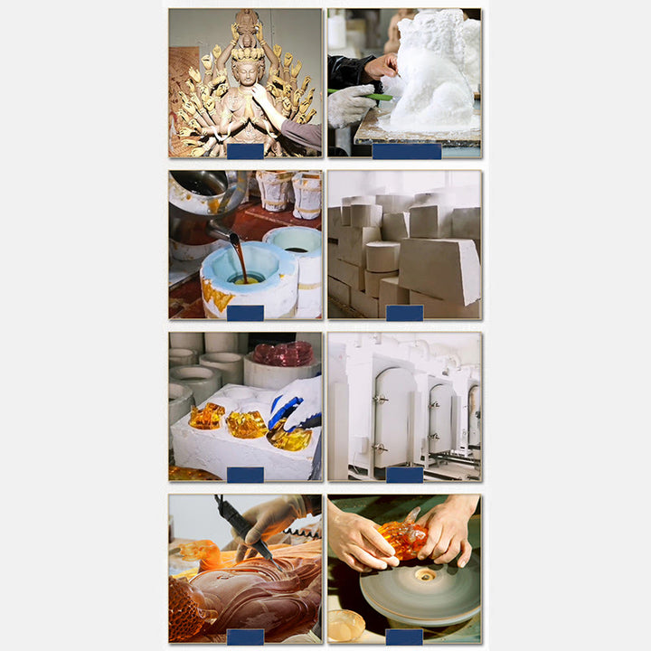 Buddha Stones hechas a mano, estatuilla de Bodhisattva Ksitigarbha, pieza de arte de cristal Liuli, estatua de serenidad, decoración del hogar