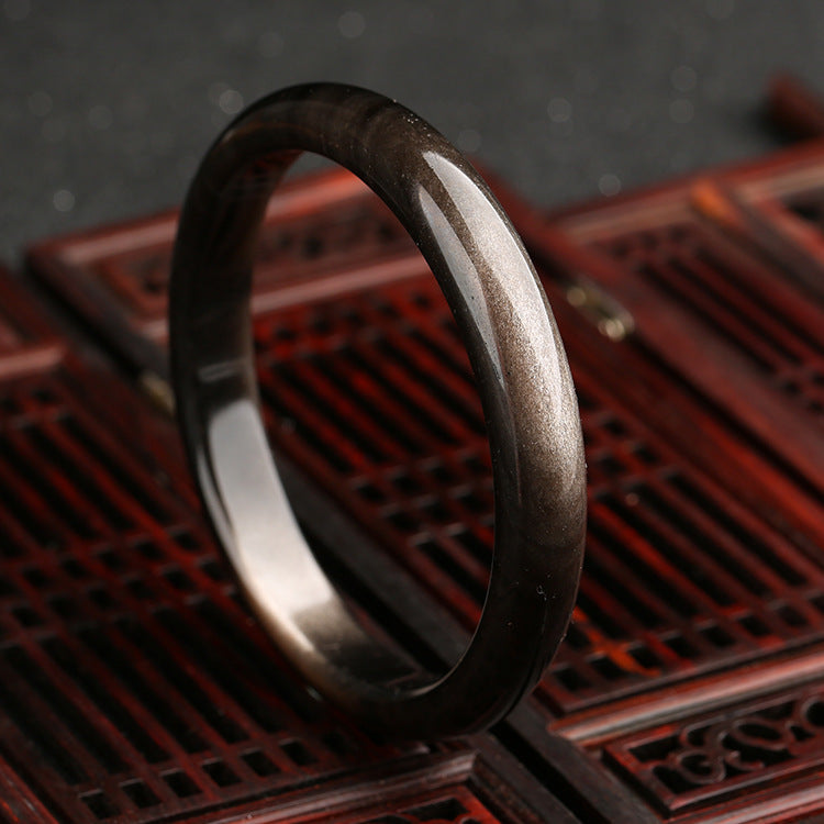 Brazalete de protección de obsidiana con brillo dorado y Buddha Stones