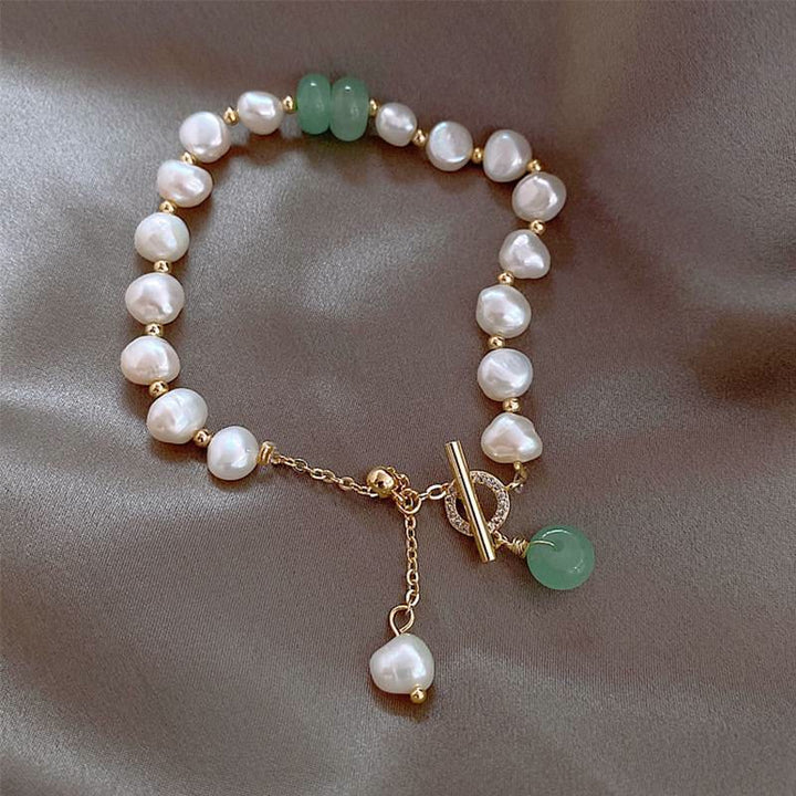 Pulsera de cadena curativa con cuentas de cuarzo fresa verde perla de Buddha Stones