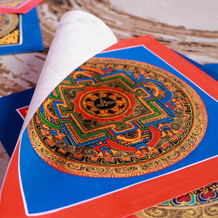 Caja ciega tibetana hecha a mano Thangka pintura bendición Thangka patrón de Color aleatorio