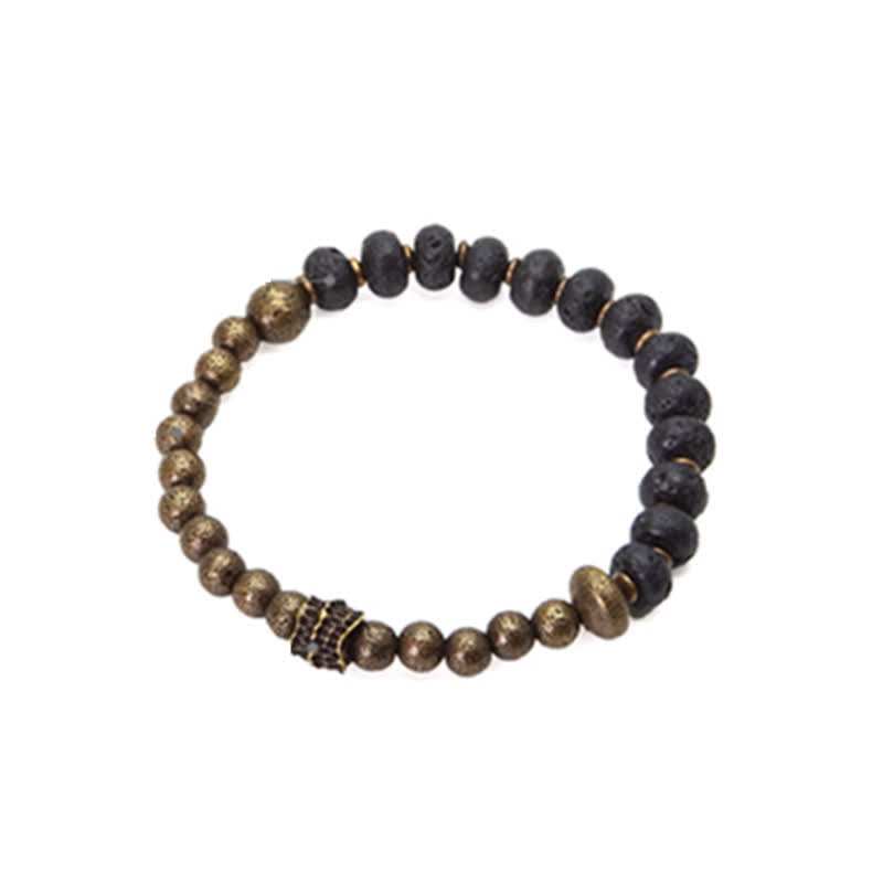 Brazalete de pulsera de equilibrio de cobre de piedra de roca de lava