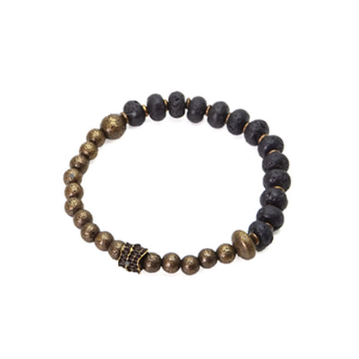 Brazalete de pulsera de equilibrio de cobre de piedra de roca de lava