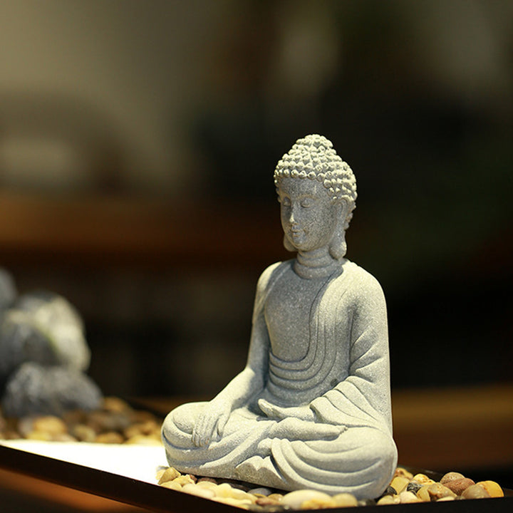 Buddha Stones Sentado Meditación Buda Bendición Compasión Decoración