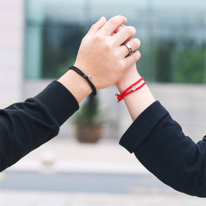 Pulsera de fuerza de cuerda de pareja magnética de amor de 2 piezas