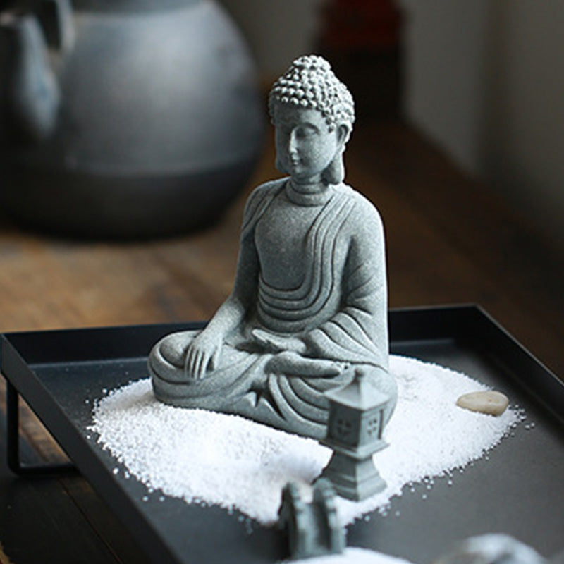 Buddha Stones Sentado Meditación Buda Bendición Compasión Decoración