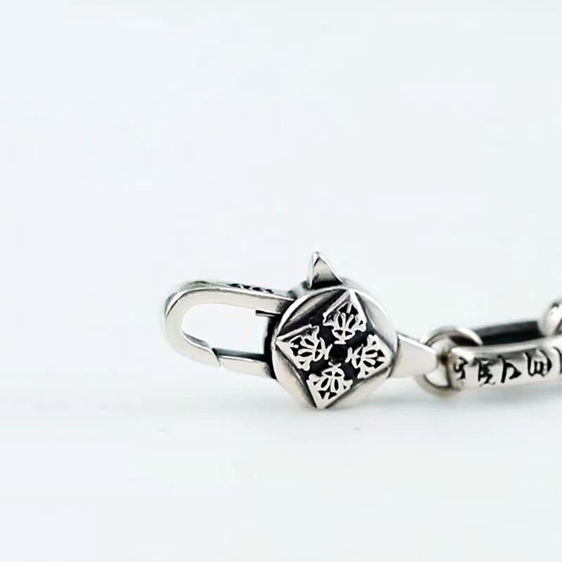 Pulsera de sabiduría grabada en cobre con Buddha Stones Om Mani Padme Hum doble Dorje