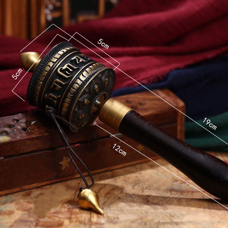 Rueda de oración tibetana, seis palabras verdaderas, decoración de meditación de cobre