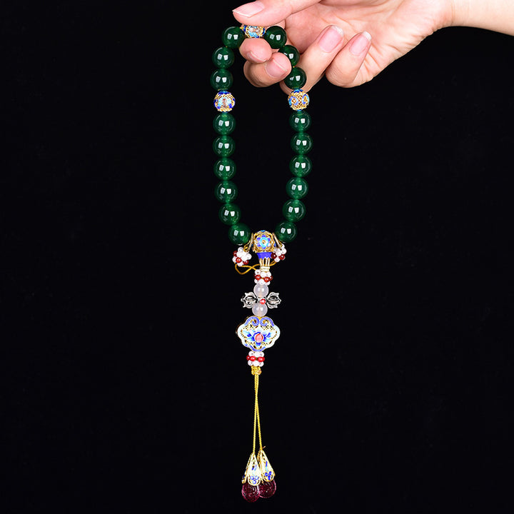 Ágata verde Natural muñeca Mala éxito encanto bolsillo Mala decoración del coche