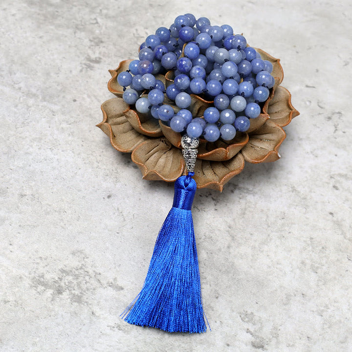 108 Mala Aventurina Azul Cuentas Yoga Meditación Oración Collar De Cuentas
