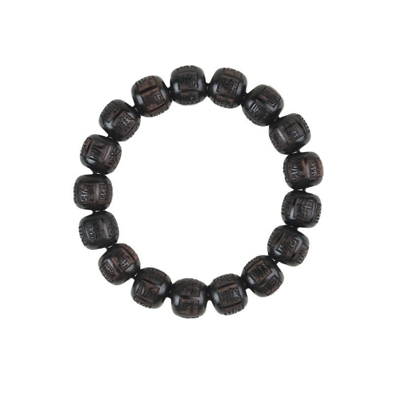 Pulsera de equilibrio grabada con Buddha Stones , madera de ébano del Tíbet, Om Mani Padme Hum
