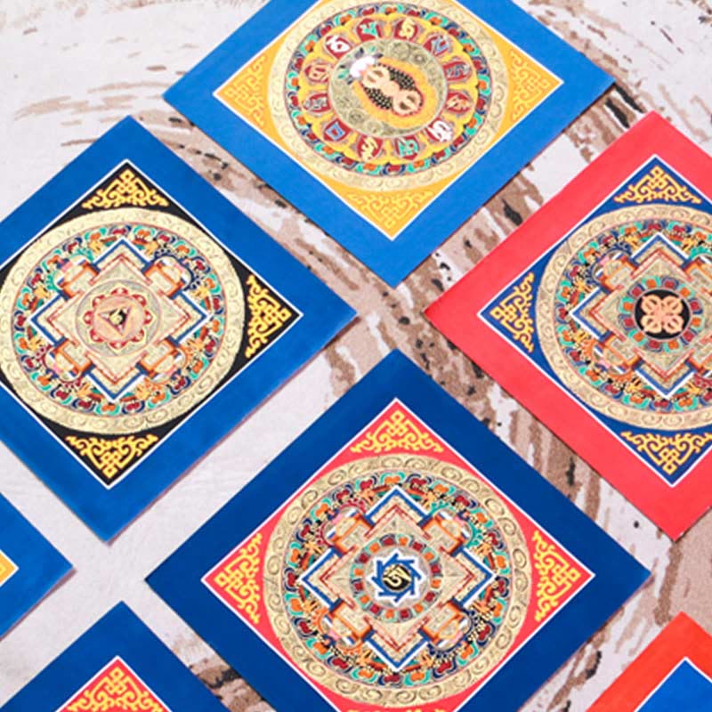 Caja ciega tibetana hecha a mano Thangka pintura bendición Thangka patrón de Color aleatorio