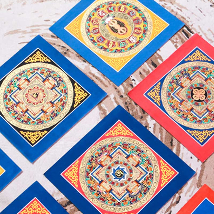 Caja ciega tibetana hecha a mano Thangka pintura bendición Thangka patrón de Color aleatorio