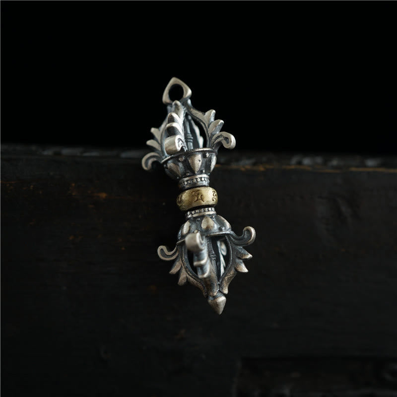 Buddha Stones de Plata de Ley 925 Om Mani Padme Hum Dorje Vajra colgante de fuerza grabado decoración colgante