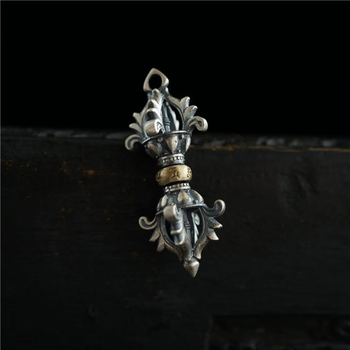 Buddha Stones de Plata de Ley 925 Om Mani Padme Hum Dorje Vajra colgante de fuerza grabado decoración colgante