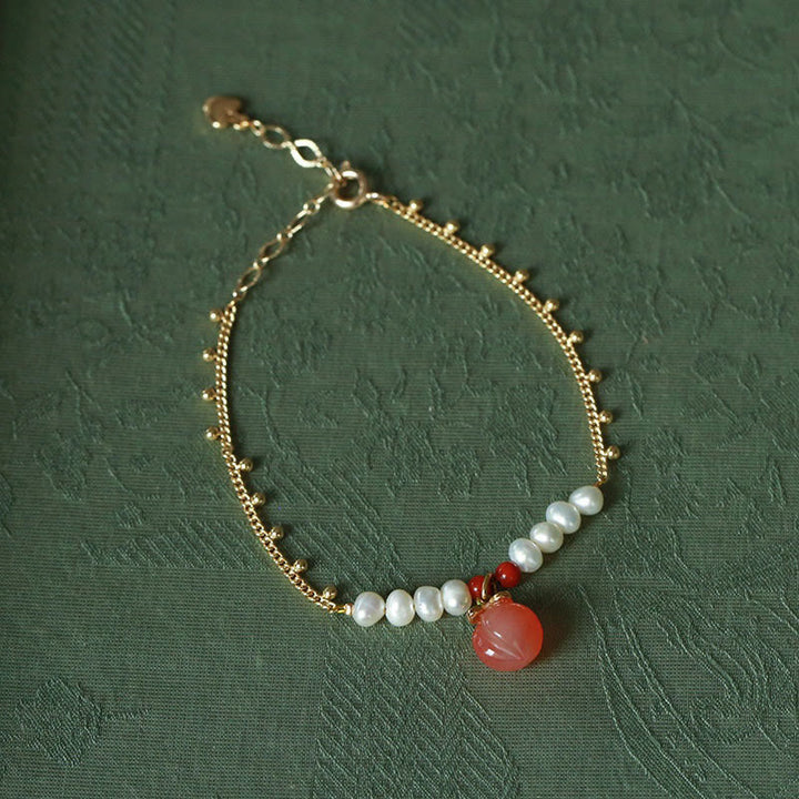 Juego de pendientes y pulsera con colgante de perlas de ágata Natural de Yanyuan, cobre chapado en oro , Buddha Stones