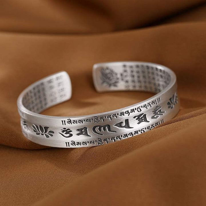 Pulsera de plata de ley 999 con Buddha Stones Om Mani Padme Hum Lotus Wisdom