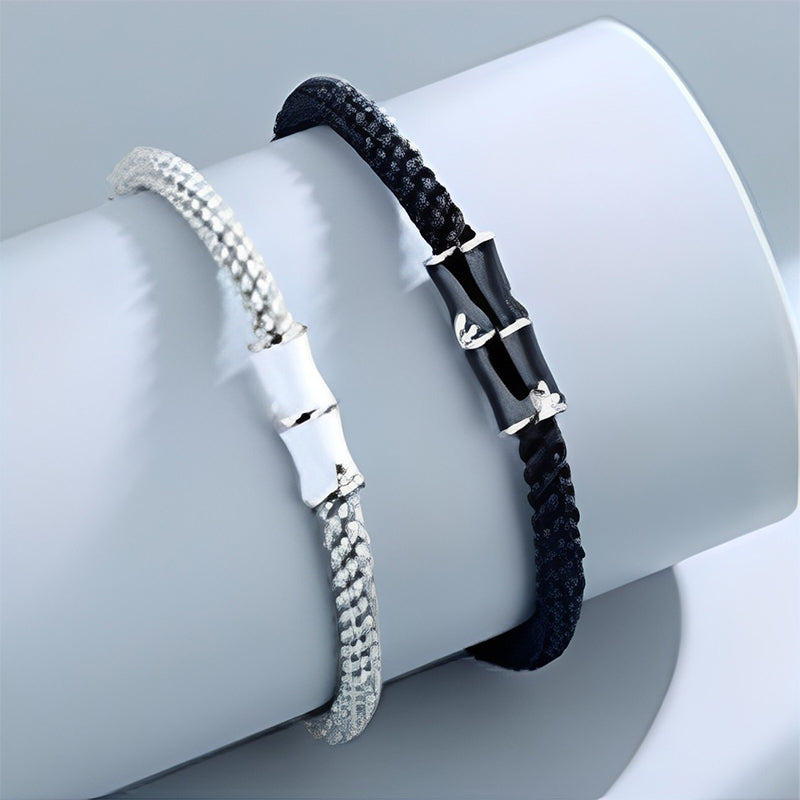 Pulsera de cuerda de pareja curativa con patrón de bambú de Buddha Stones