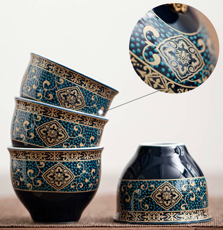 Juego de té chino Gongfu con Buddha Stones , tetera de cerámica, bolsa de regalo portátil