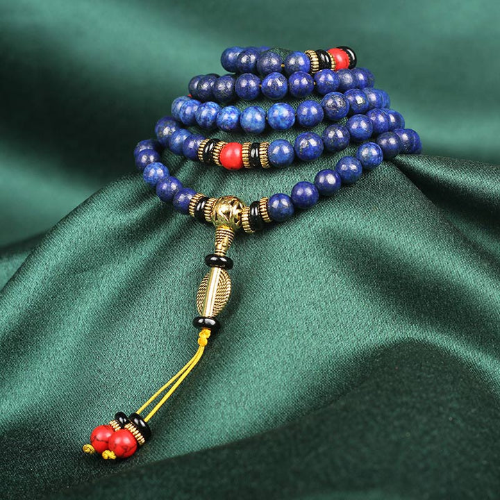 Pulsera Positiva de Lapislázuli Mala Tibetano con Buddha Stones
