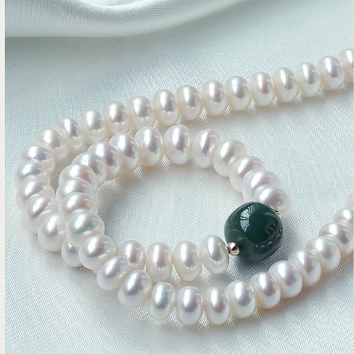 Buddha Stones de Plata de Ley 925, Perla Natural, Jade hetiano, aguamarina, sabiduría, sinceridad, collar, pulsera con colgante