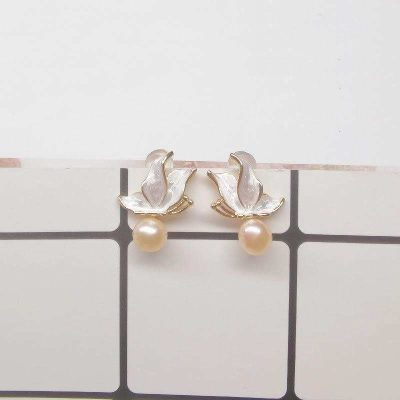 Pendientes de plata de ley 925 con Buddha Stones , chapados en cobre, oro, perlas naturales, mariposa, sabiduría