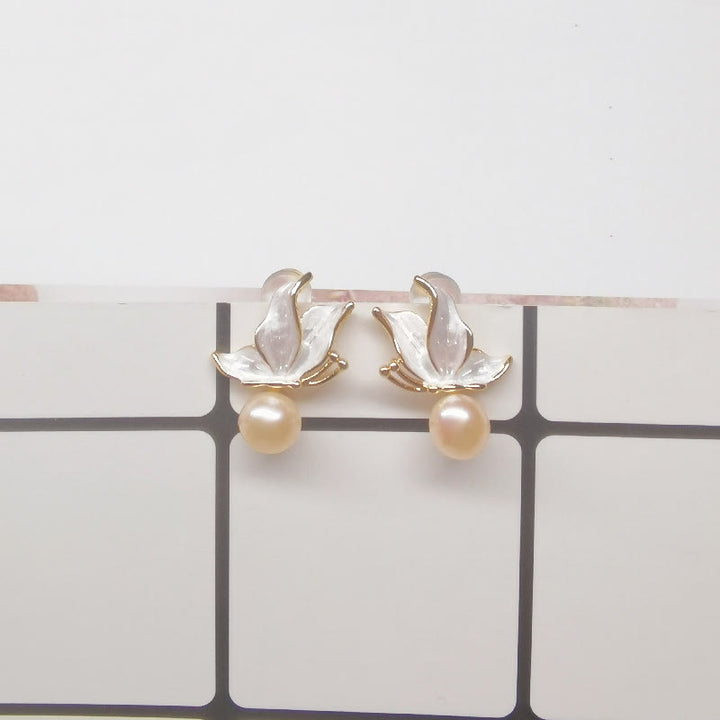 Pendientes de plata de ley 925 con Buddha Stones , chapados en cobre, oro, perlas naturales, mariposa, sabiduría