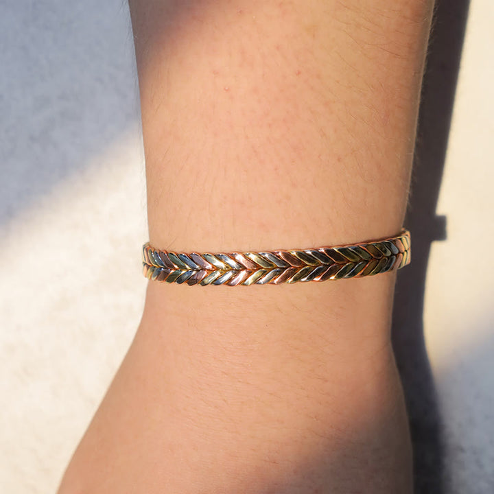 Brazalete ajustable de cobre magnético vintage con Buddha Stones