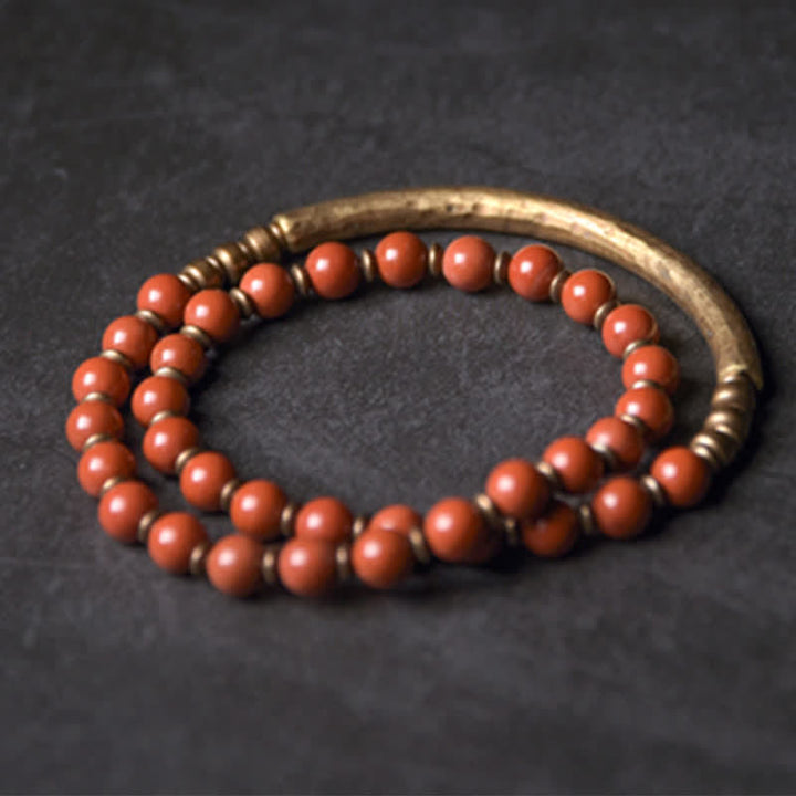 Pulsera de pareja de paz con Buddha Stones, jaspe rojo, ágata de musgo, cristal de obsidiana negra, cobre
