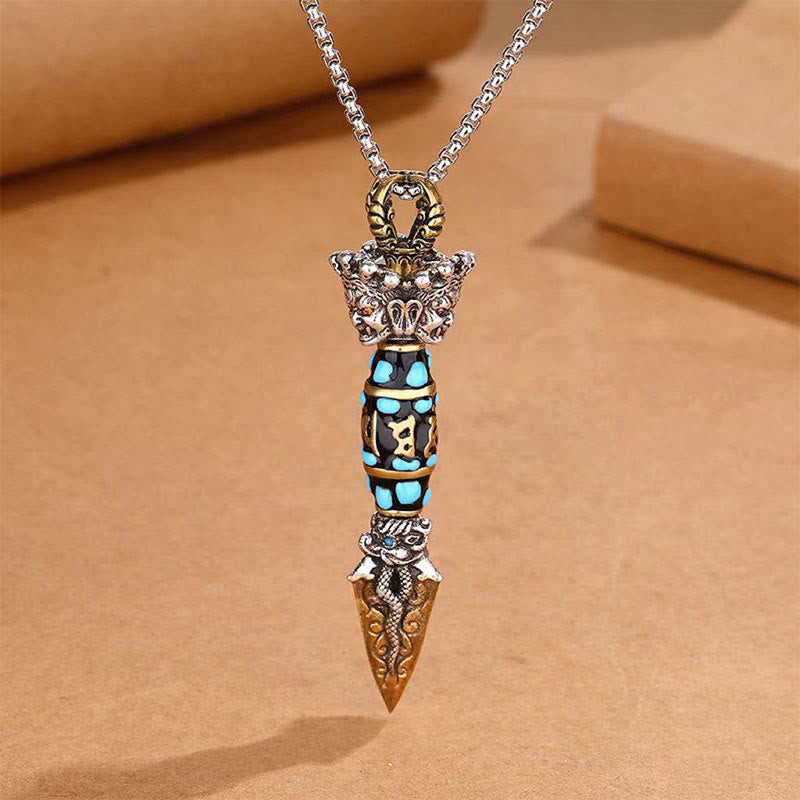 Buddha Stones Tíbet Om Mani Padme Hum Dzi cuenta Dorje Vajra patrón riqueza colgante de collar giratorio - image 2