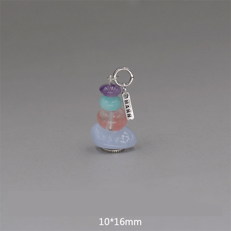 Collar con Buddha Stones Zen Cairn Labradorita con varios cristales - Colgante de amatista, amazonita y calcedonia azul de 10 x 16 mm - image 26