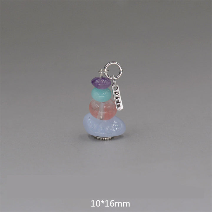 Collar con Buddha Stones Zen Cairn Labradorita con varios cristales - Colgante de amatista, amazonita y calcedonia azul de 10 x 16 mm - image 26