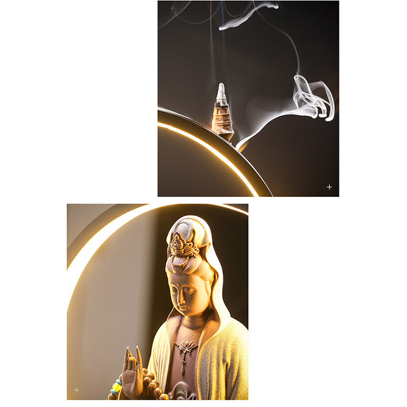 Buddha Stones Buda Avalokitesvara Cerámica Loto Relajación Quemador De Incienso Decoración