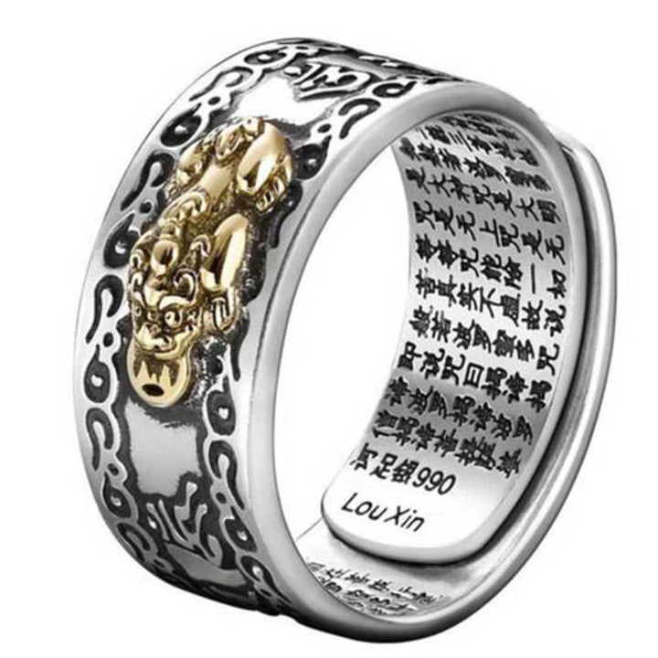 Anillo de riqueza Lucky FengShui PiXiu con Buddha Stones