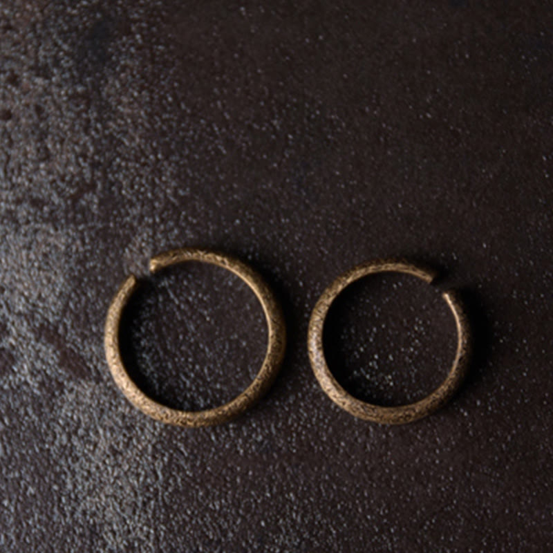 Anillo de pareja de suerte de cobre con diseño de textura vintage tibetano