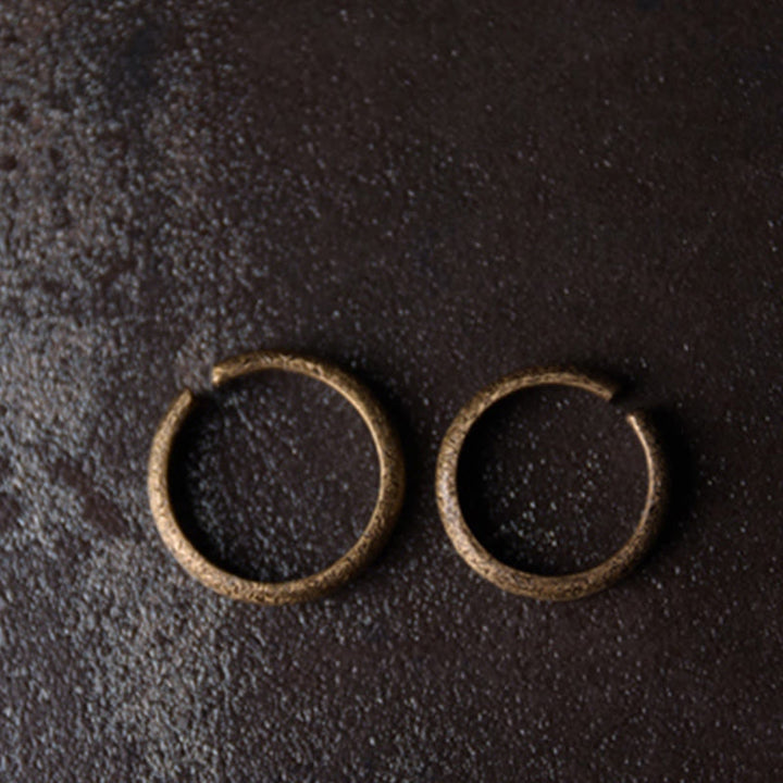 Anillo de pareja de suerte de cobre con diseño de textura vintage tibetano