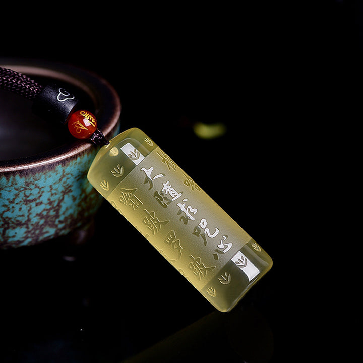 Colgante de collar de fuerza de felicidad de citrino de Sutra del corazón