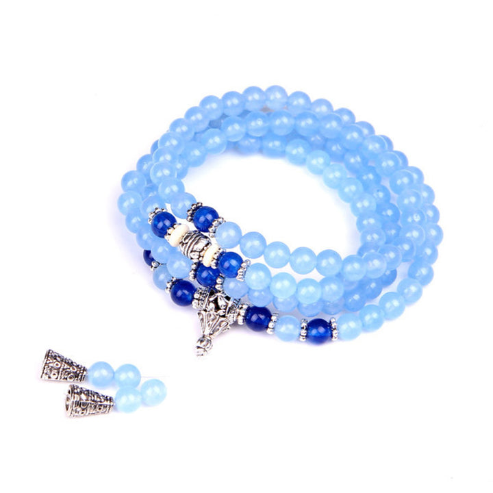 Pulsera curativa de cristal azul de 108 cuentas Mala