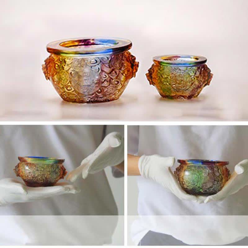 Pieza de arte hecha a mano de Liuli Crystal Treasure Bowl para decoración del hogar